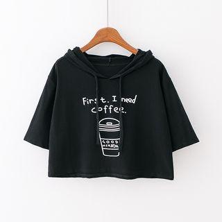 Short-sleeve Cropped Hooded T-shirt