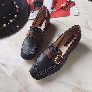 Low-heel Buckle Stitched Loafers