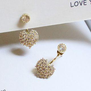 Rhinestone Heart Swing Earring 1 Pair - As Shown In Figure - One Size
