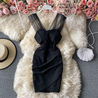 Mesh Panel Bandeau Dress