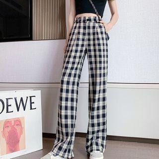 High-waist Plaid Wide-leg Pants (various Designs)