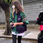 Two-tone Patch Zip-up Bomber Jacket