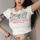 Cap-sleeve Angel Print Top
