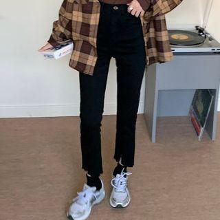 Slit-hem Cropped Straight Leg Pants