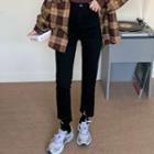 Slit-hem Cropped Straight Leg Pants