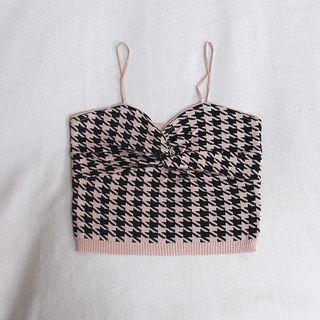 Houndstooth Knotted Camisole Top
