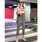 Printed T-shirt / Cutout Slim-fit Jeans