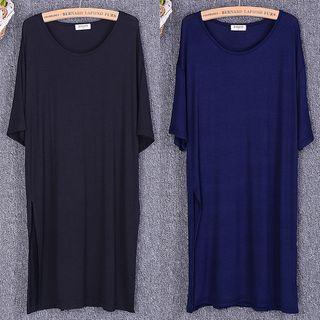 Slit-side Oversize Short-sleeve Long Top
