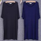 Slit-side Oversize Short-sleeve Long Top