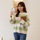 Letter-printed Striped Loose-fit Sweater