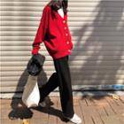 V-neck Cardigan / Wide-leg Pants