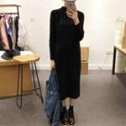 Mock Neck Midi Sweater Dress Black - One Size