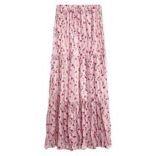 Floral Printed Midi Skirt Floral - One Size