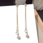 Rhinestone Dangle Earring 1 Pair - Gold Earring - One Size