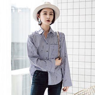 Printed Striped Long-sleeve Shirt