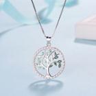 925 Sterling Silver Rhinestone Tree Pendant Necklace Without Necklace - Pendant - One Size