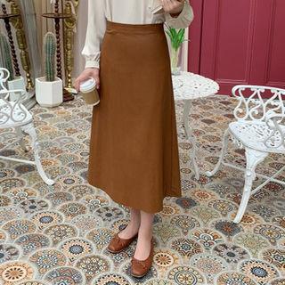 Faux-leather A-line Skirt Brown - S
