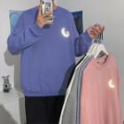 Reflective Moon Printed Long-sleeve Sweatshirt