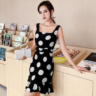 Sleeveless Dotted Mini Sheath Dress