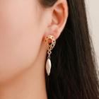 Perforated Alloy Faux Pearl Dangle Earring 1 Pair - 2584 - 01 - Gold -