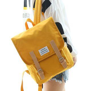 Buckled Tagged Canvas Backpack