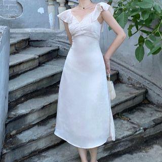 V-neck Chiffon Midi Dress