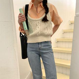 Scoop-neck Cable-knit Vest
