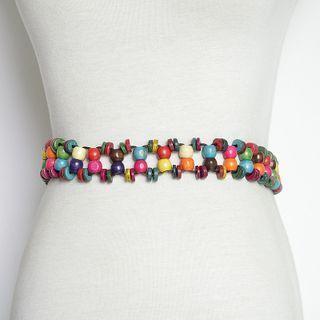 Wooden Bead Waist Belt Rainbow - One Size