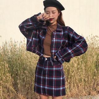 Plaid Jacket / A-line Skirt