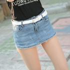 Distressed Washed Denim Miniskirt