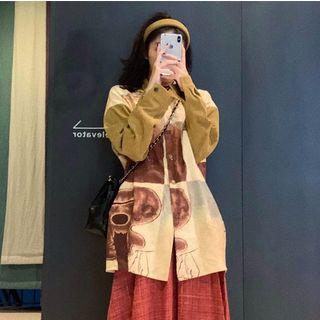 Long-sleeve Corduroy Printed Shirt