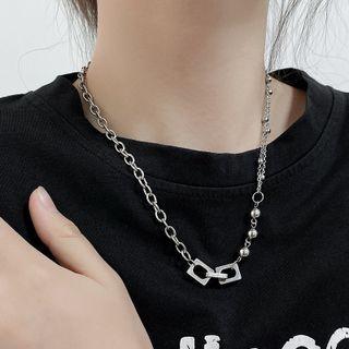 Interlocking Square Pendant Stainless Steel Necklace Silver - One Size