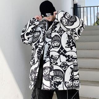 Print Padded Zip-up Hooded Jacket