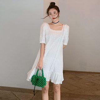 Eyelet Lace Short-sleeve Shift Dress