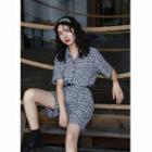 Plaid Short-sleeve Shirt / Straight-cut Shorts