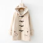 Dog Paw Embroidered Hooded Duffle Coat