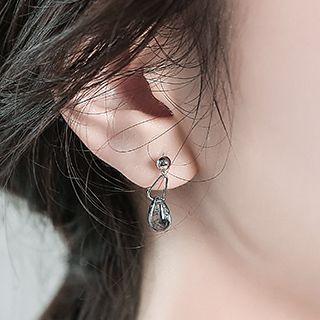 925 Sterling Silver Faux Crystal Drop Earring 1 Pair - Blue - One Size