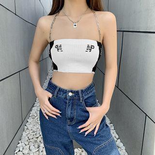 Halter-neck Lettering Camisole Top