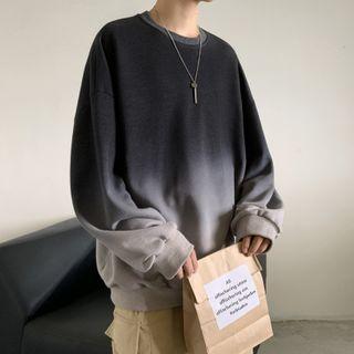 Long-sleeve Gradient Crew Neck Sweatshirt