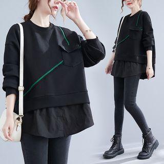 Mock Two-piece Pocket Detail Sweatshirt