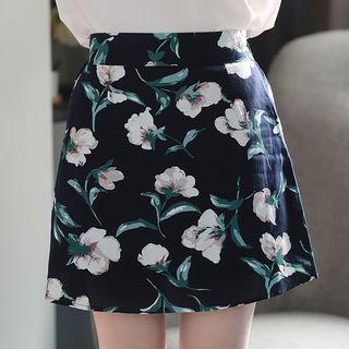 Flower Print Mini Skirt