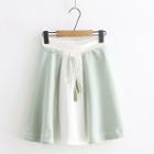 Embroidered Color-block Tassel-detail A-line Skirt Green - One Size