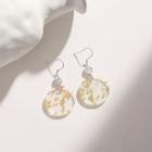 Gold Leaf Disc Dangle Earring 1 Pair - Hook Earring - Circle - Silver - One Size