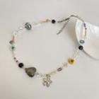 Flower Faux Crystal Acrylic Alloy Necklace 1 Pc - Silver & Gray - One Size