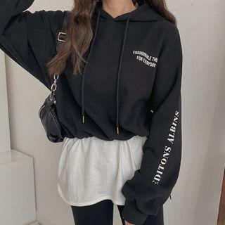 Set: Hooded Layered-hem Pullover + Leggings