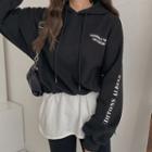 Set: Hooded Layered-hem Pullover + Leggings