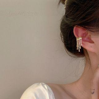 Rhinestone Fringed Earring 1 Pc - Earring - Gold - One Size