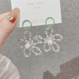 Flower Drop Earring 1 Pair - Transparent - One Size