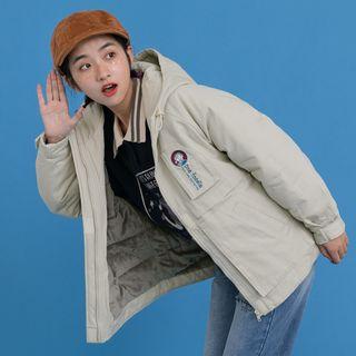 Embroidered Hooded Padded Zip Jacket