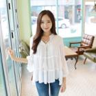 Tie-neck Tiered-frill Blouse